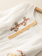 Talise Women's Dress – Embroidered Cotton-Linen Dress with Ethnic-Inspired Design and Comfortable Fit