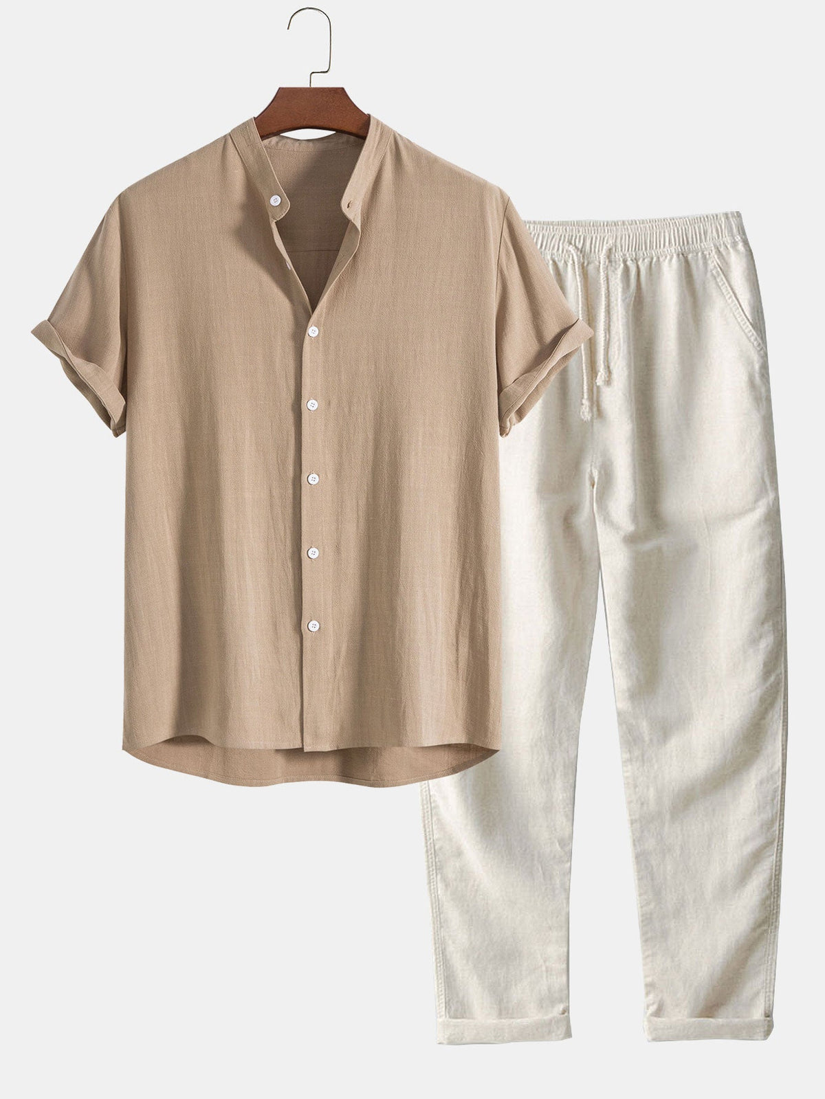 Thorne Men's Summer Two-Piece Set – Breathable Linen-Feel Style with Short-Sleeve Design & Easy-Fit Trousers