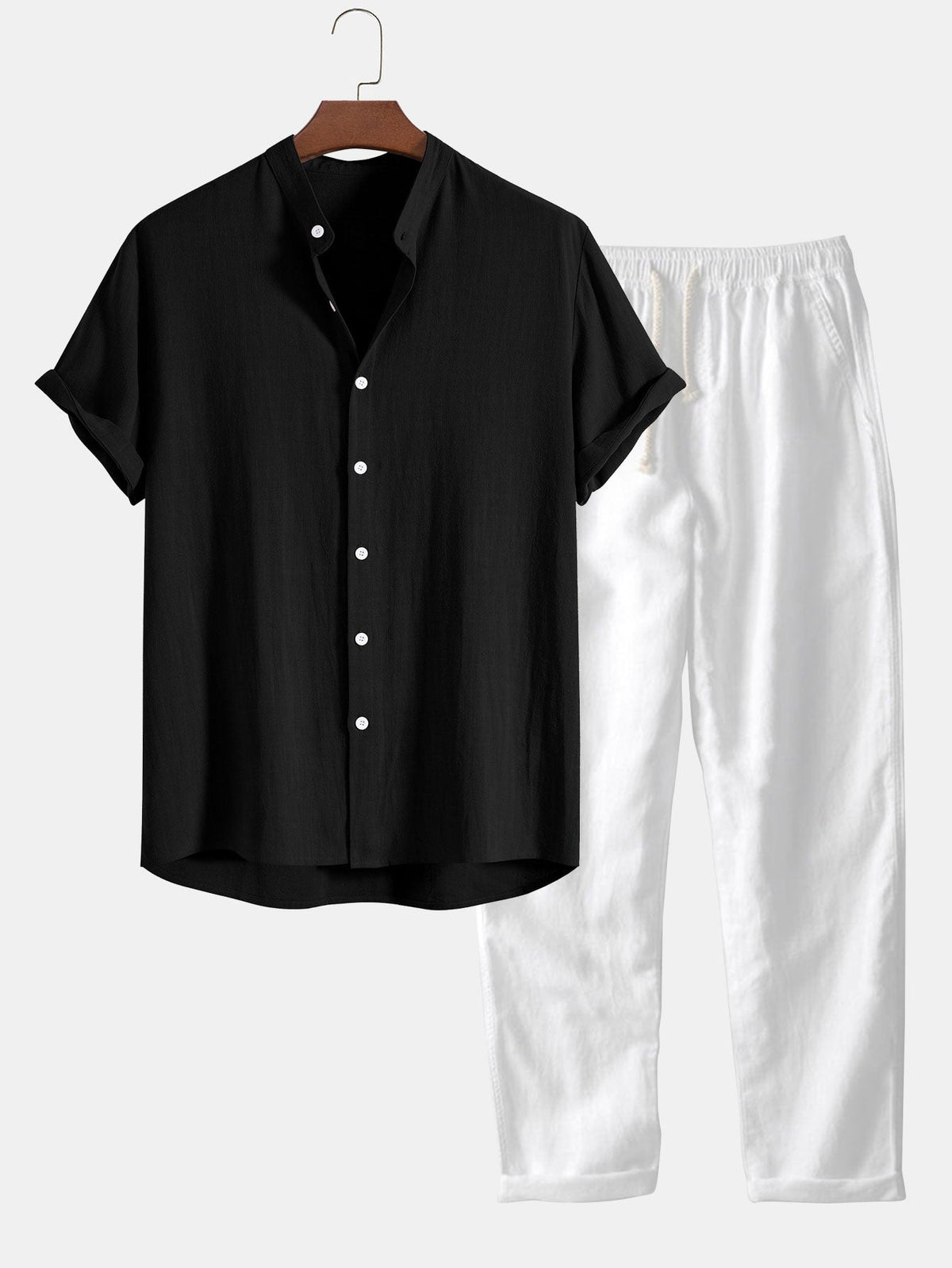 Thorne Men's Summer Two-Piece Set – Breathable Linen-Feel Style with Short-Sleeve Design & Easy-Fit Trousers