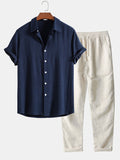 Thorne Men's Summer Two-Piece Set – Breathable Linen-Feel Style with Short-Sleeve Design & Easy-Fit Trousers
