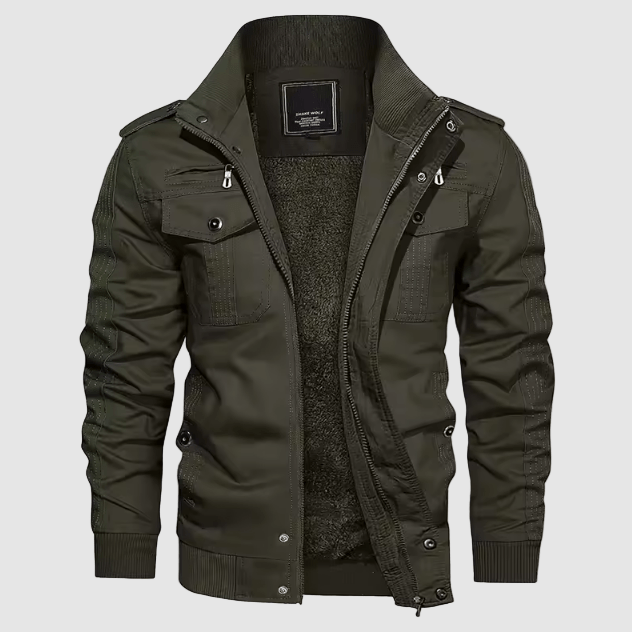 Pruitt Bomber Jacket for Men – Cozy Pilot-Style Jacket with Fleece Lining & Mandarin Collar