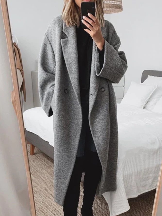 Quila Women's Coat – Long Wool-Blend, Oversized Cut, Refined & Modern