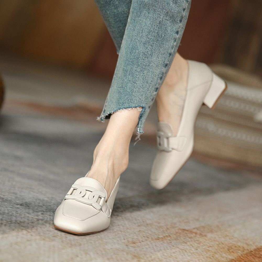 Verity Women's Mary Jane Loafers – Leather Shoes with a Chunky Heel for All-Day Comfort