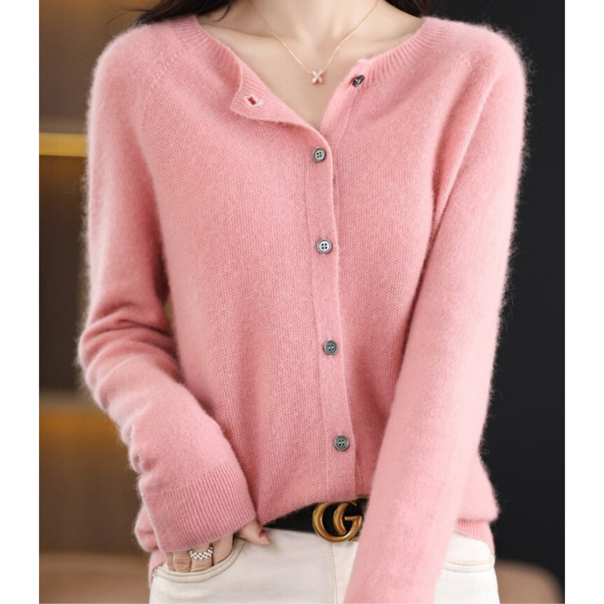 Finnian Women's Cardigan – Sophisticated Plush Merino Wool & Cashmere Cardigan with Crewneck