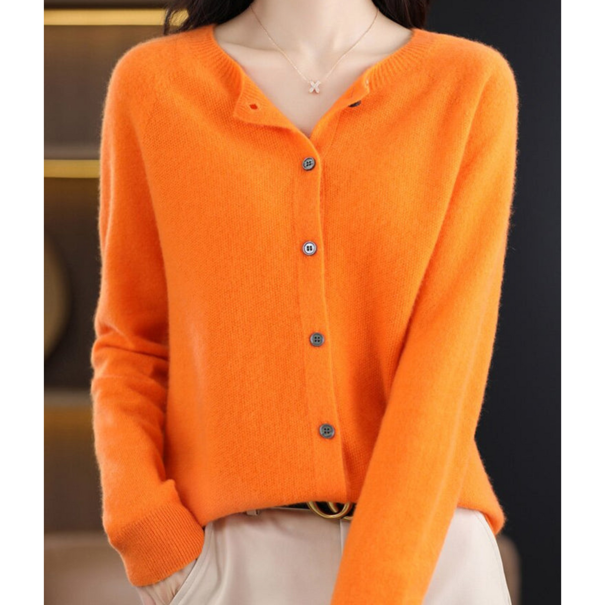 Finnian Women's Cardigan – Sophisticated Plush Merino Wool & Cashmere Cardigan with Crewneck
