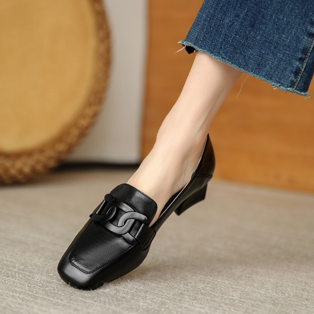 Verity Women's Mary Jane Loafers – Leather Shoes with a Chunky Heel for All-Day Comfort