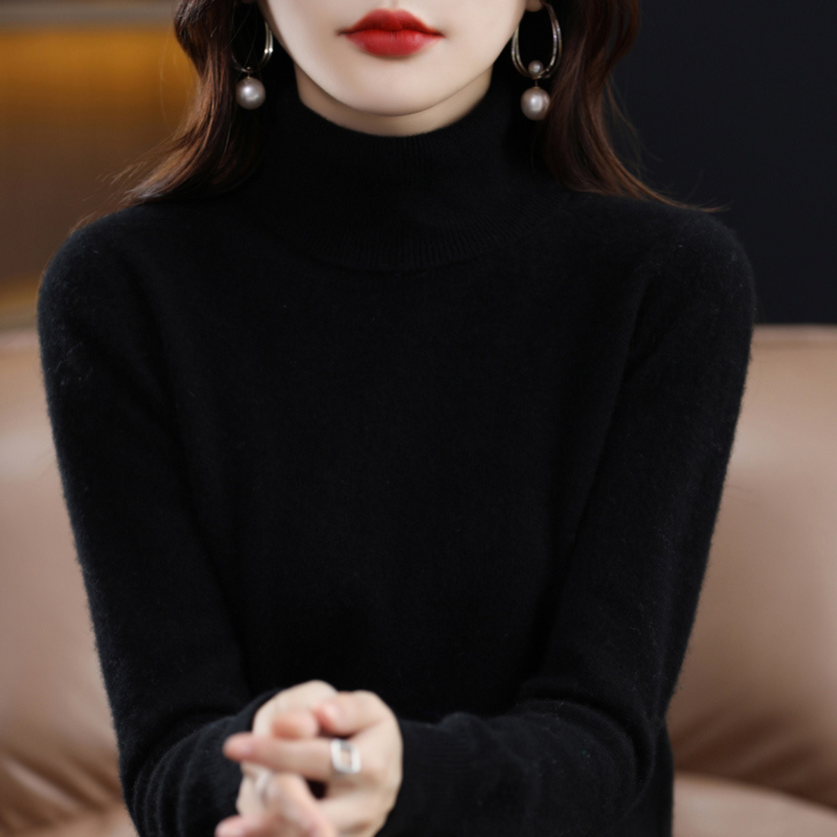 Undine Cashmere Turtleneck Sweater for Women – Premium Plush Knit for Warmth and Light Comfort