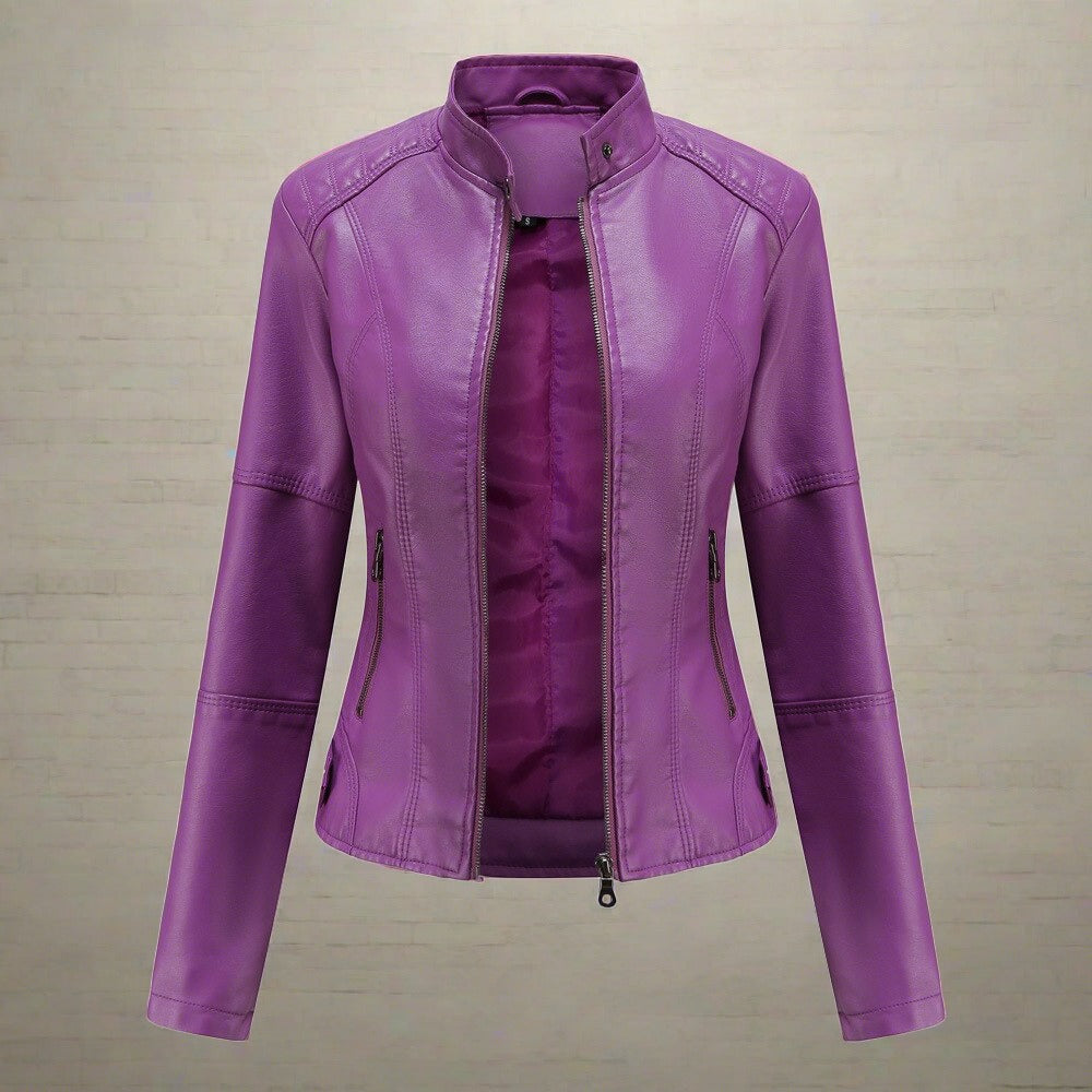 Daria Women's Leather Jacket – Refined Regular Fit with Zippered Handy Pockets & Zip Closure