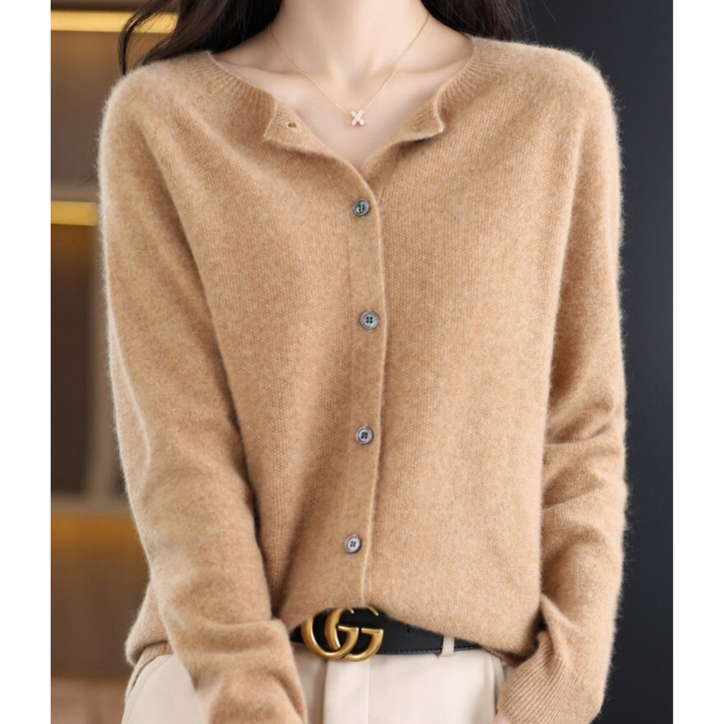 Finnian Women's Cardigan – Sophisticated Plush Merino Wool & Cashmere Cardigan with Crewneck