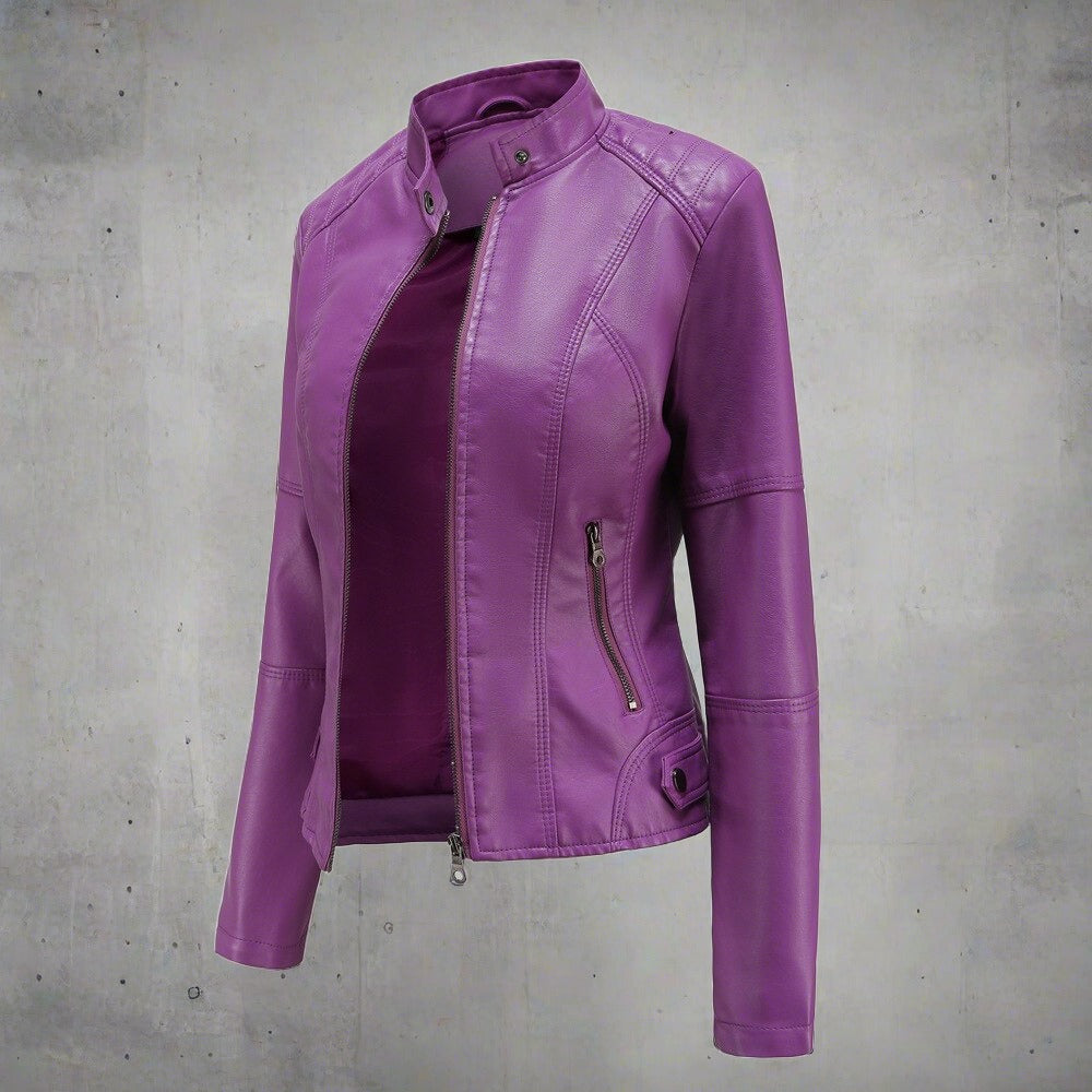 Daria Women's Leather Jacket – Refined Regular Fit with Zippered Handy Pockets & Zip Closure