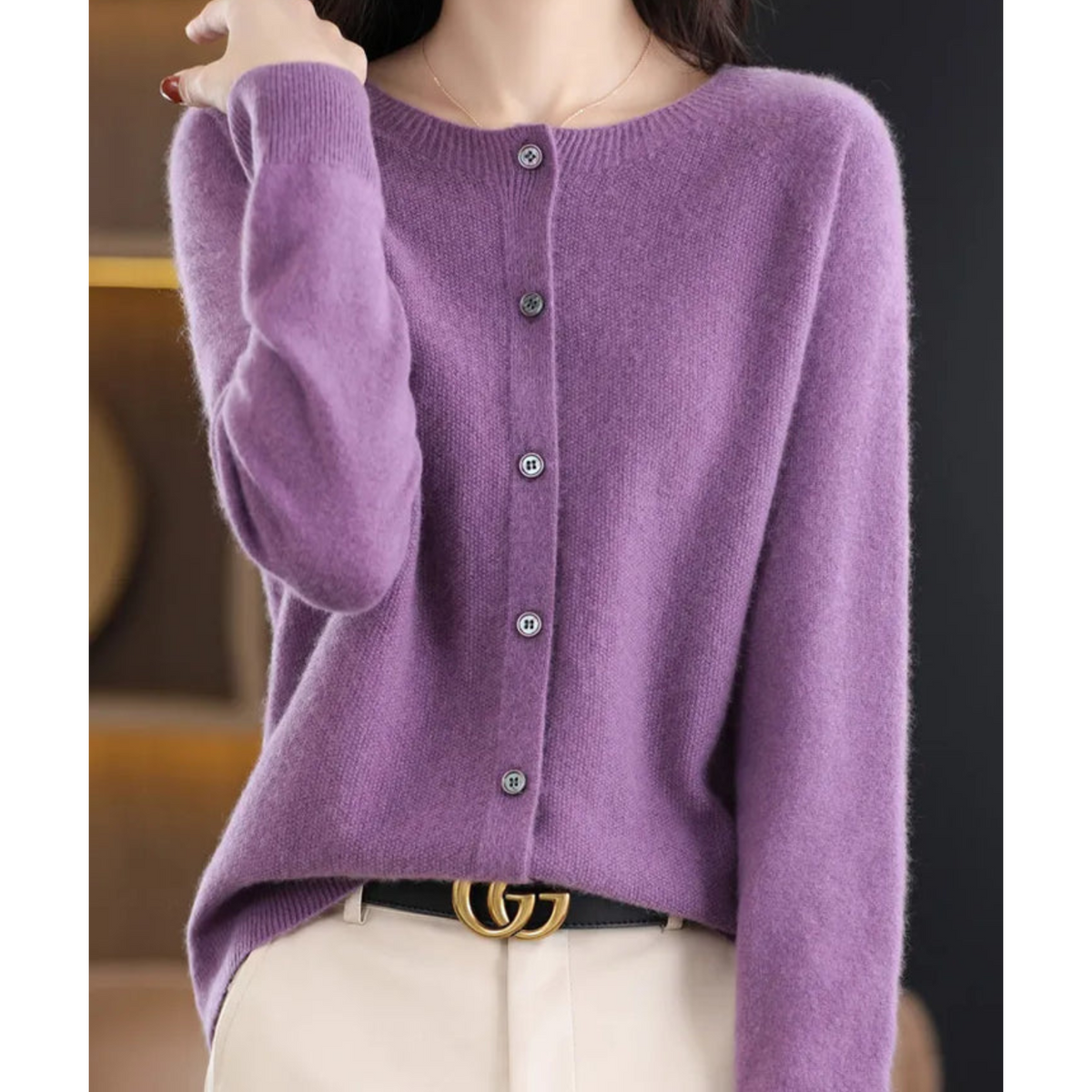 Finnian Women's Cardigan – Sophisticated Plush Merino Wool & Cashmere Cardigan with Crewneck