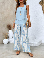 Merrick Women's Set – Refined Floral-Print Top & Trousers with a Flattering, Cozy Fit