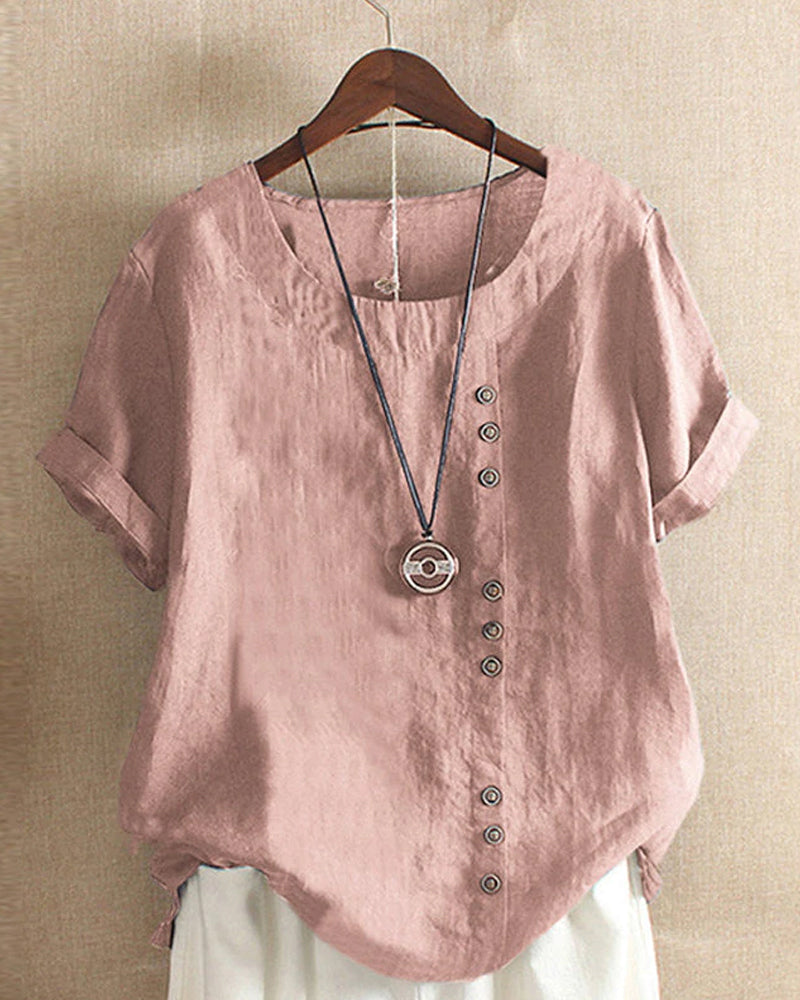 Vance Women's Blouse – Lightweight Linen Blouse with Button-Up Front & Effortless Natural Look