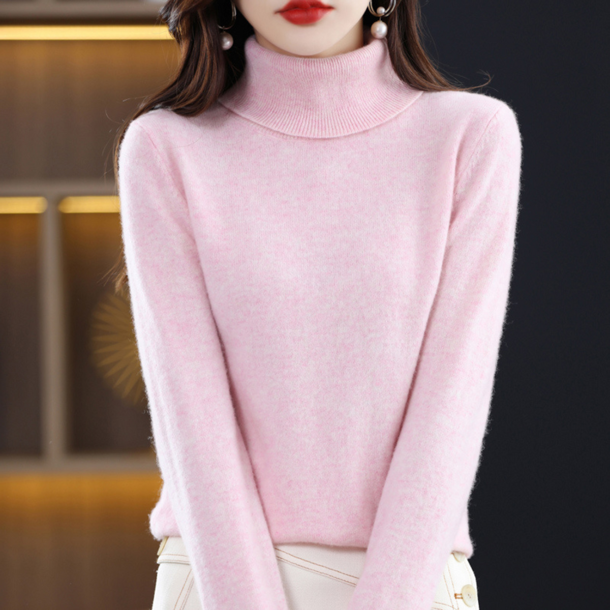 Undine Cashmere Turtleneck Sweater for Women – Premium Plush Knit for Warmth and Light Comfort