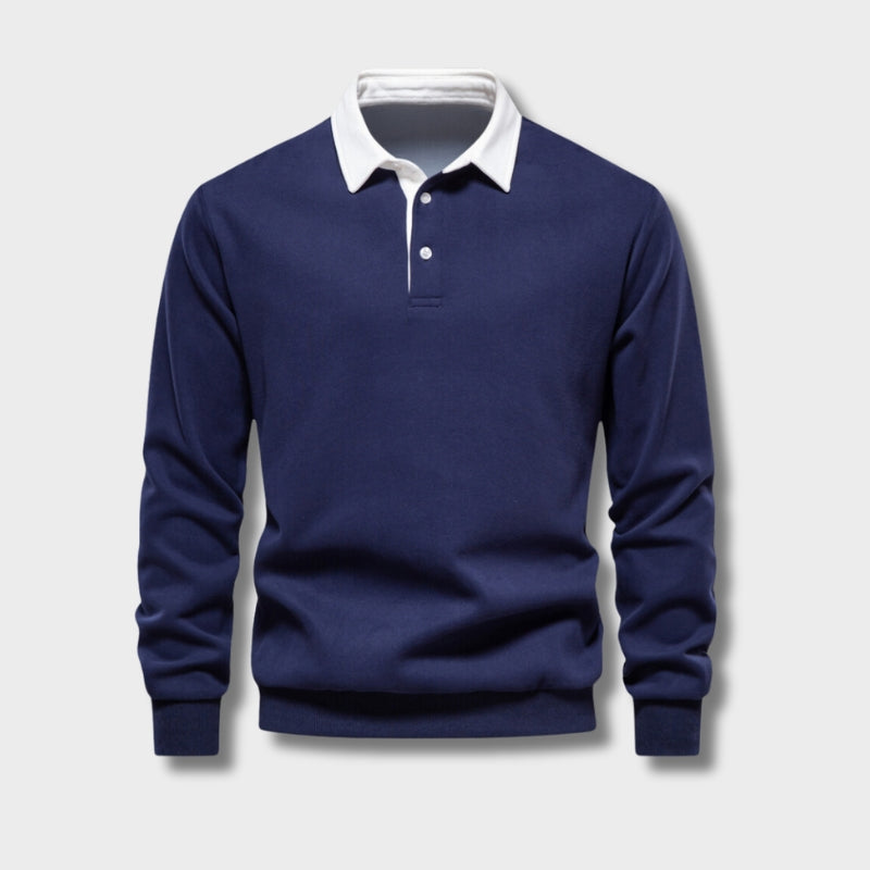 Alaric Men's Polo Sweater – Long-Sleeve Breathable Knit with a Classic Collar & Timeless Style