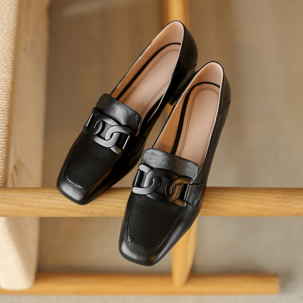 Verity Women's Mary Jane Loafers – Leather Shoes with a Chunky Heel for All-Day Comfort