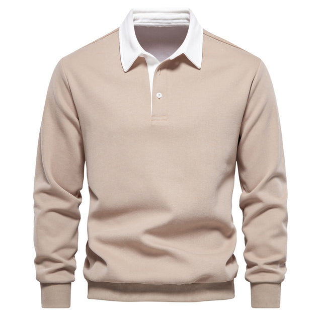 Alaric Men's Polo Sweater – Long-Sleeve Breathable Knit with a Classic Collar & Timeless Style