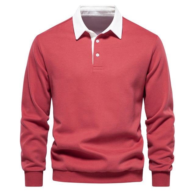 Alaric Men's Polo Sweater – Long-Sleeve Breathable Knit with a Classic Collar & Timeless Style