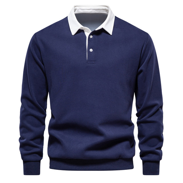 Alaric Men's Polo Sweater – Long-Sleeve Breathable Knit with a Classic Collar & Timeless Style