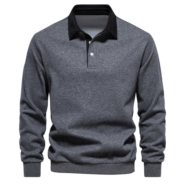 Alaric Men's Polo Sweater – Long-Sleeve Breathable Knit with a Classic Collar & Timeless Style