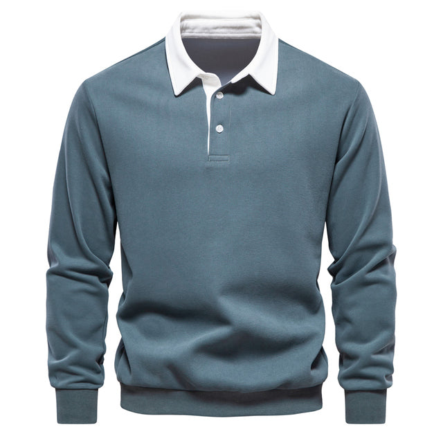 Alaric Men's Polo Sweater – Long-Sleeve Breathable Knit with a Classic Collar & Timeless Style