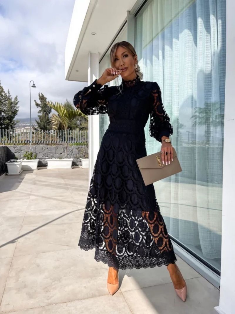 Mireille Refined Women's Dress – Lace Dress with Full-Length Sleeves for a Chic Night Out