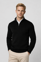 Tate Men's Half-Zip Sweater – Mandarin Collar, Plush Knit & Smart-Casual Style