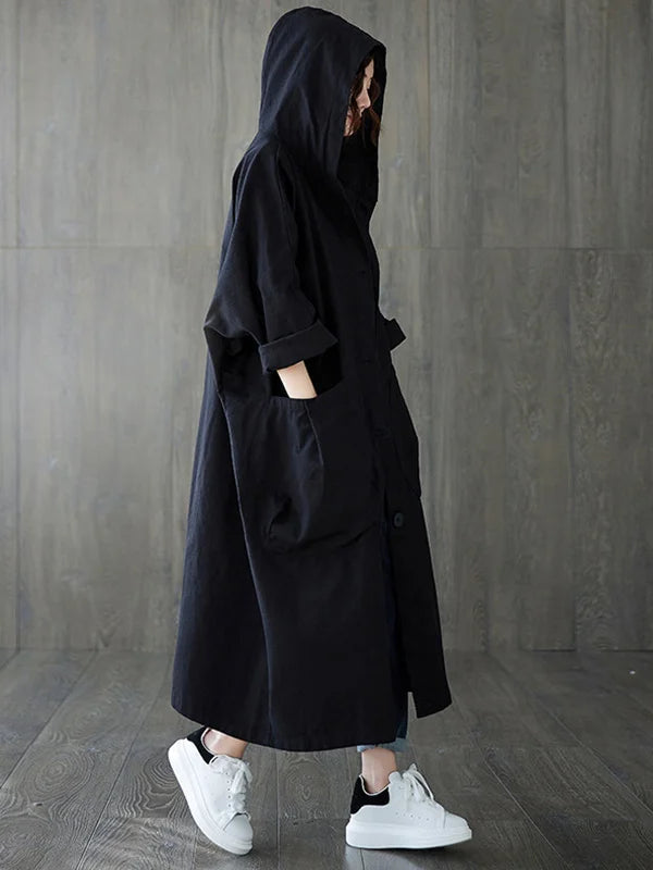 Bastien Women's Trench Coat – Long With Hood Coat with an Sophisticated Fit for Rainy Days