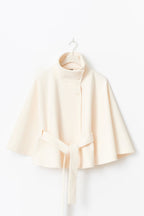 Adalina Women's Wool Coat – Chic Mandarin Collar with Detachable Belt & Easy-Going Fit