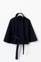 Adalina Women's Wool Coat – Chic Mandarin Collar with Detachable Belt & Easy-Going Fit
