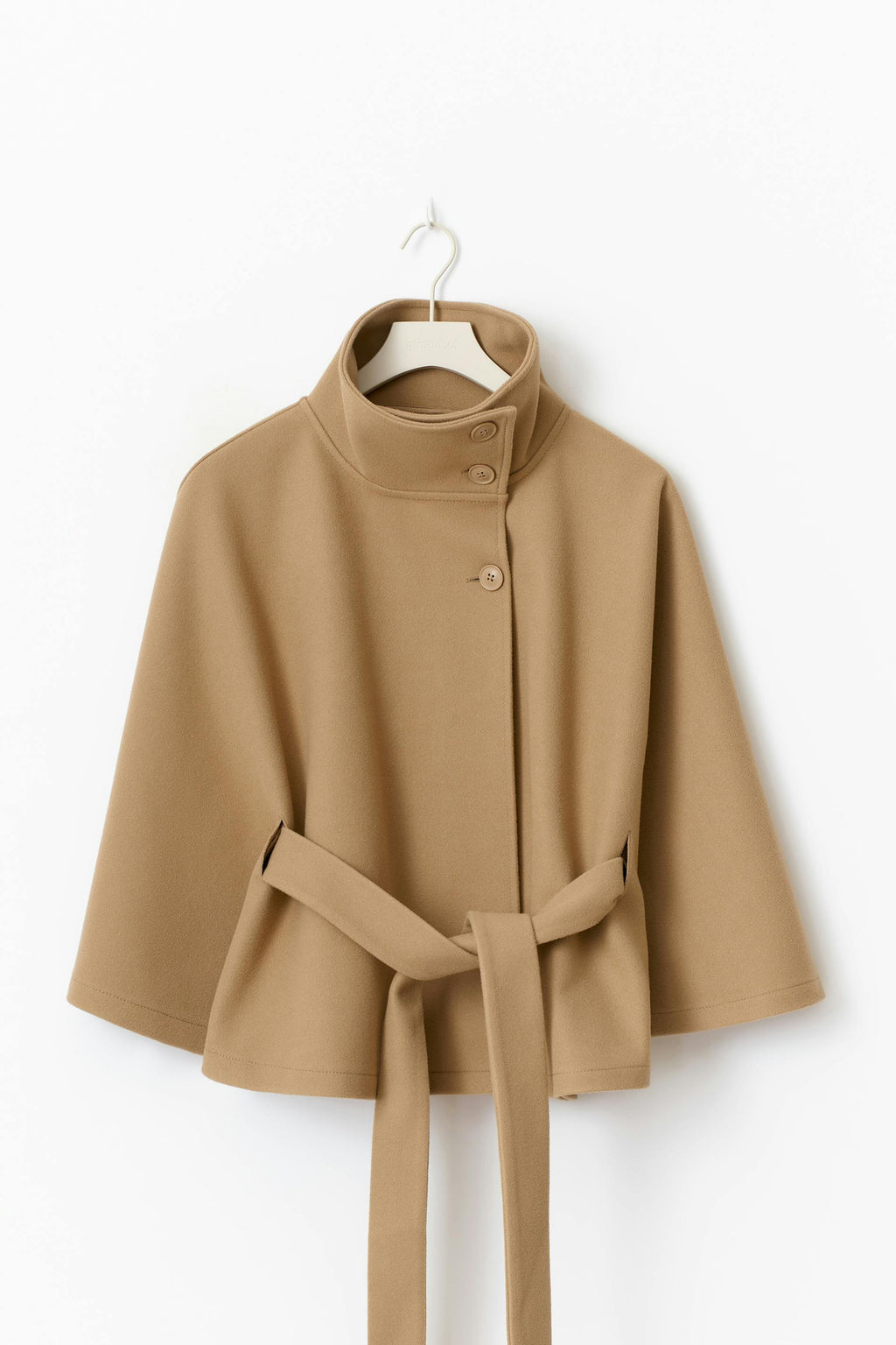 Adalina Women's Wool Coat – Chic Mandarin Collar with Detachable Belt & Easy-Going Fit