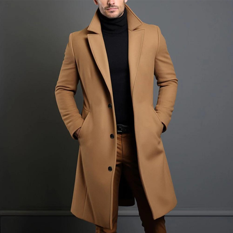 Sabine Men's Wool Coat – Classic Cut with Cozy, Durable Fabric & Timeless Design