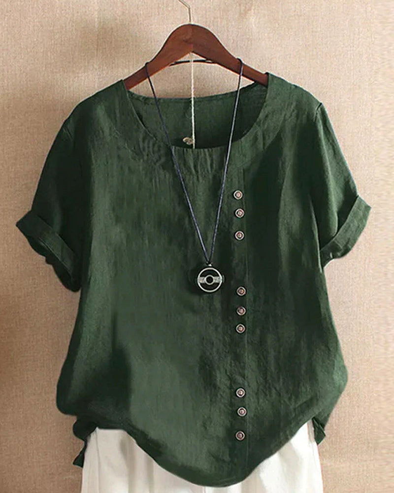 Vance Women's Blouse – Lightweight Linen Blouse with Button-Up Front & Effortless Natural Look
