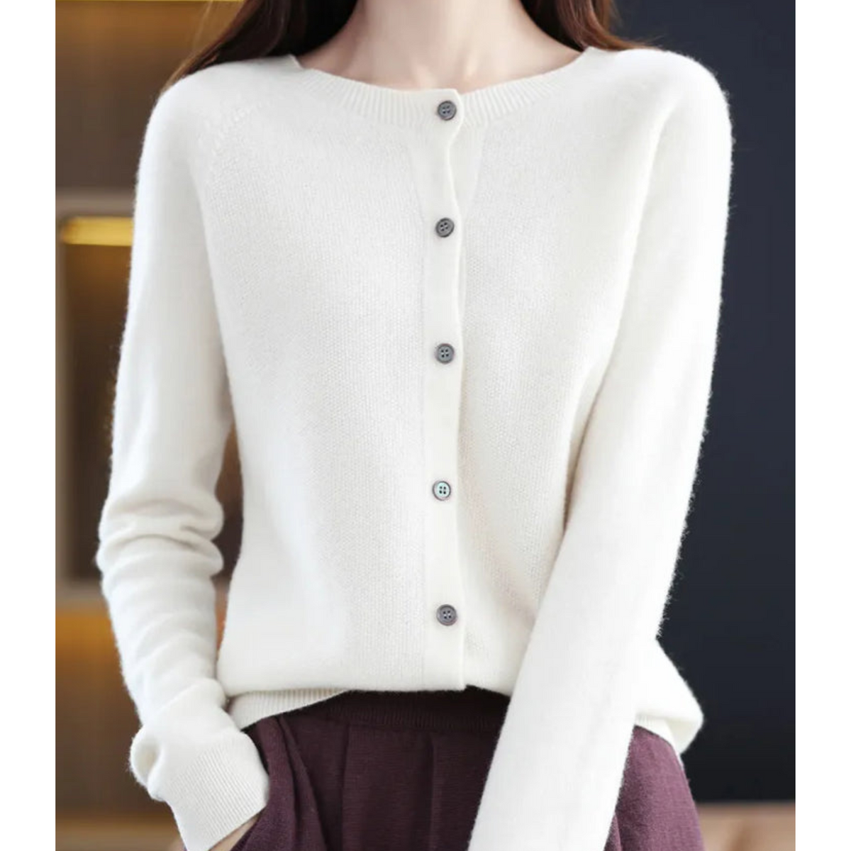 Finnian Women's Cardigan – Sophisticated Plush Merino Wool & Cashmere Cardigan with Crewneck
