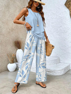 Merrick Women's Set – Refined Floral-Print Top & Trousers with a Flattering, Cozy Fit