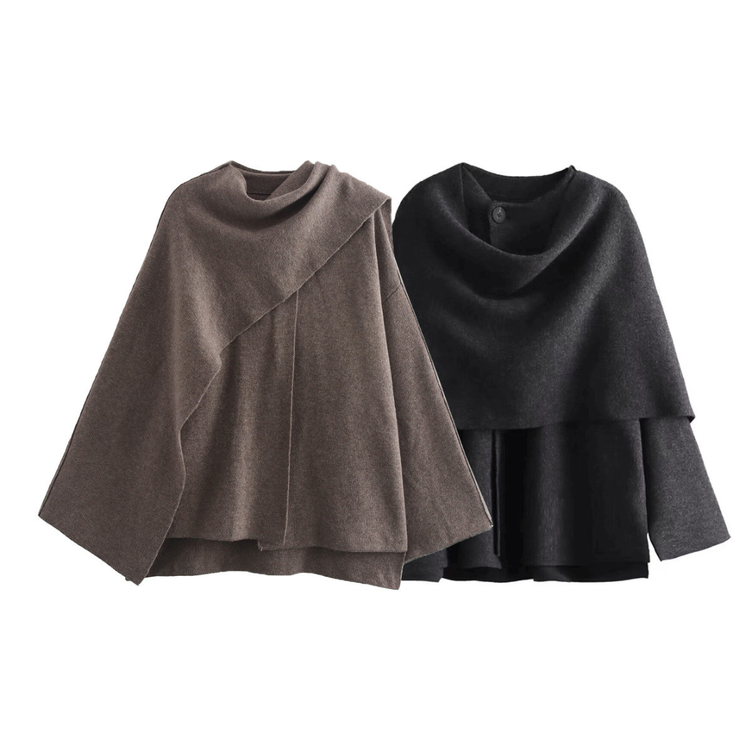 Persia Women's Poncho – Asymmetric Wool Design, Chic and Perfect for Winter Warmth