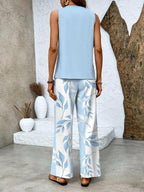 Merrick Women's Set – Refined Floral-Print Top & Trousers with a Flattering, Cozy Fit