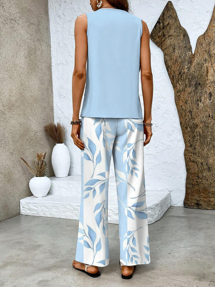 Merrick Women's Set – Refined Floral-Print Top & Trousers with a Flattering, Cozy Fit