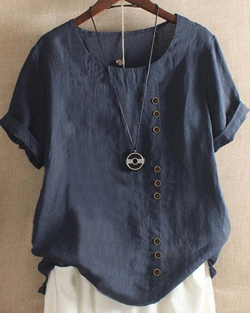 Vance Women's Blouse – Lightweight Linen Blouse with Button-Up Front & Effortless Natural Look