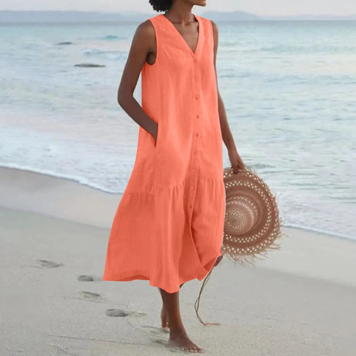 Silas Women's Summer Dress – Refined V-Neckline Dress with an Airy Fit & Timeless Design