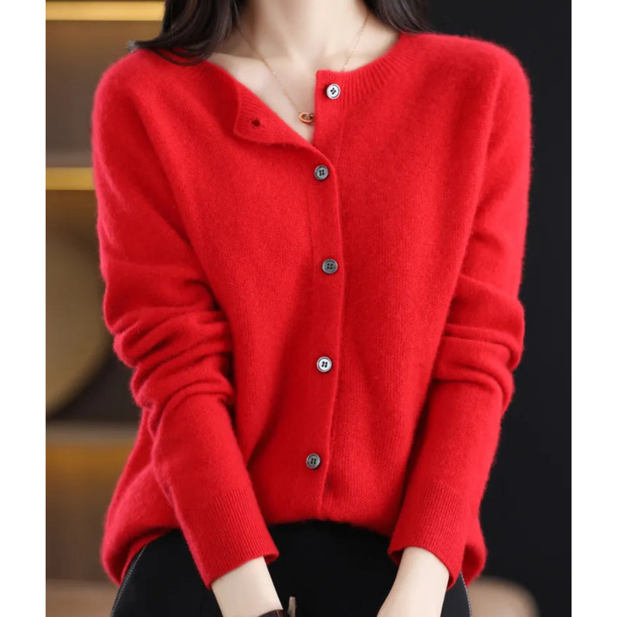 Finnian Women's Cardigan – Sophisticated Plush Merino Wool & Cashmere Cardigan with Crewneck