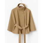 Ines Women's Cape Coat – High Collar & Adjustable Belt for Refined Winter Warmth