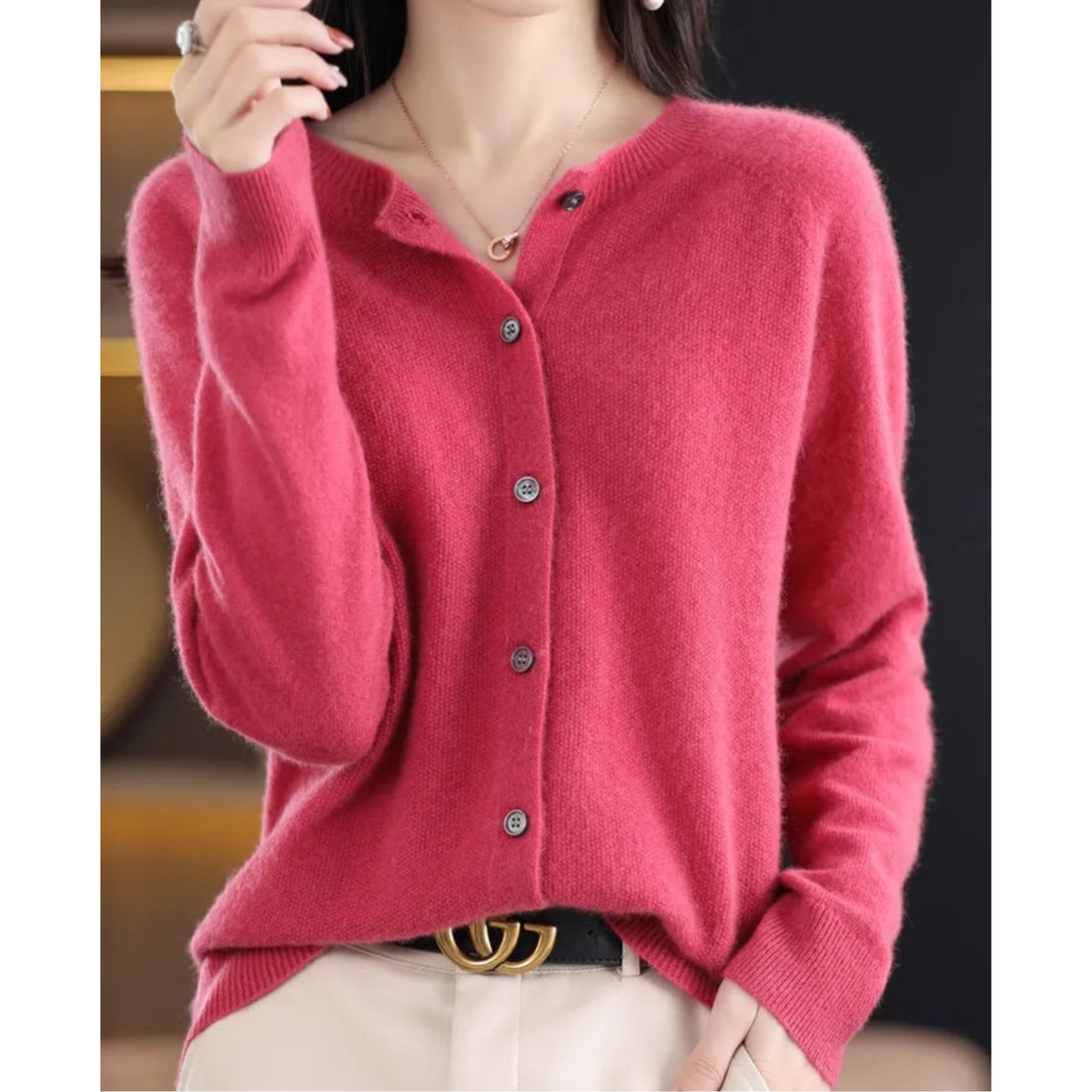 Finnian Women's Cardigan – Sophisticated Plush Merino Wool & Cashmere Cardigan with Crewneck