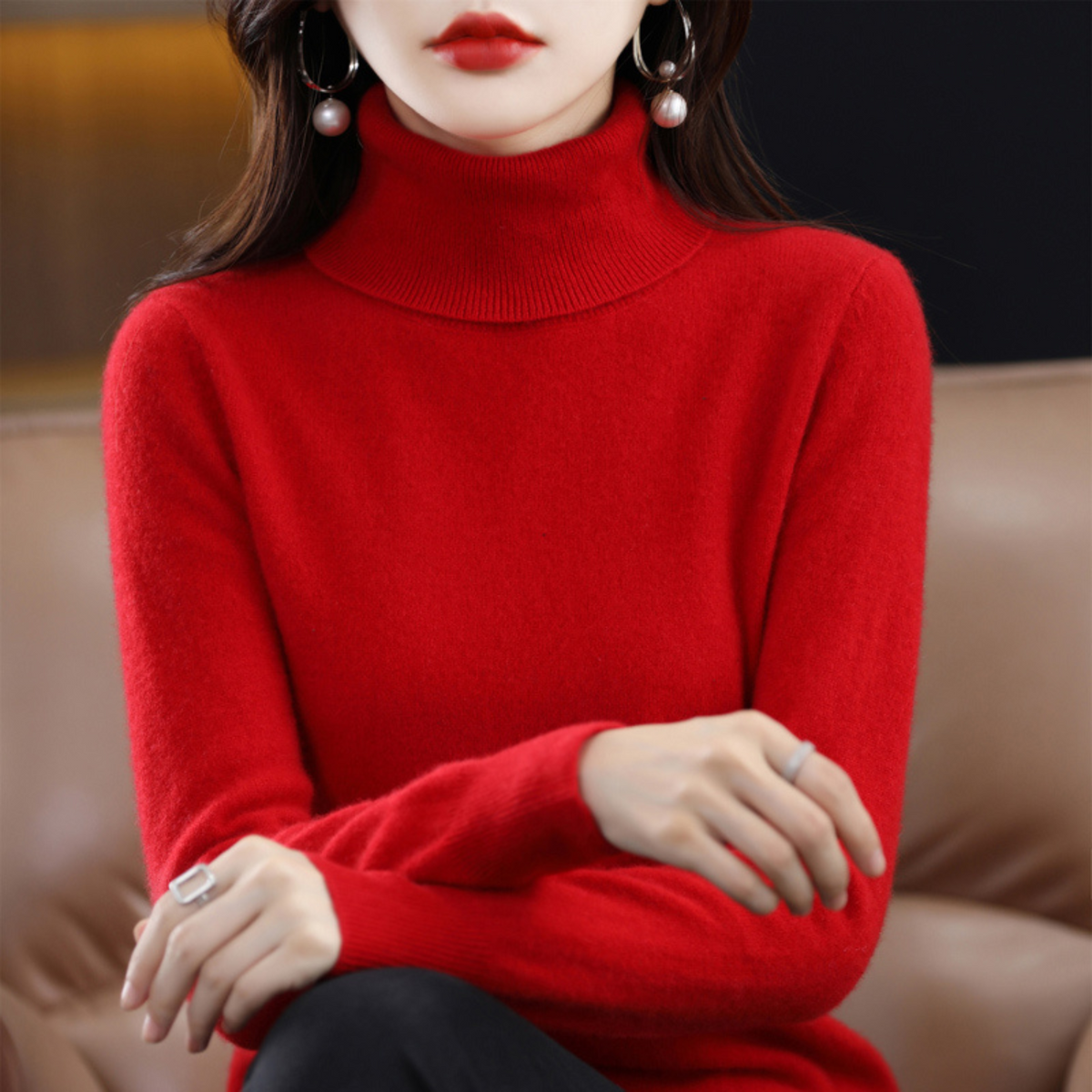 Undine Cashmere Turtleneck Sweater for Women – Premium Plush Knit for Warmth and Light Comfort