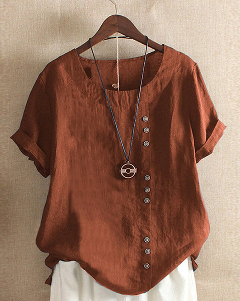 Vance Women's Blouse – Lightweight Linen Blouse with Button-Up Front & Effortless Natural Look