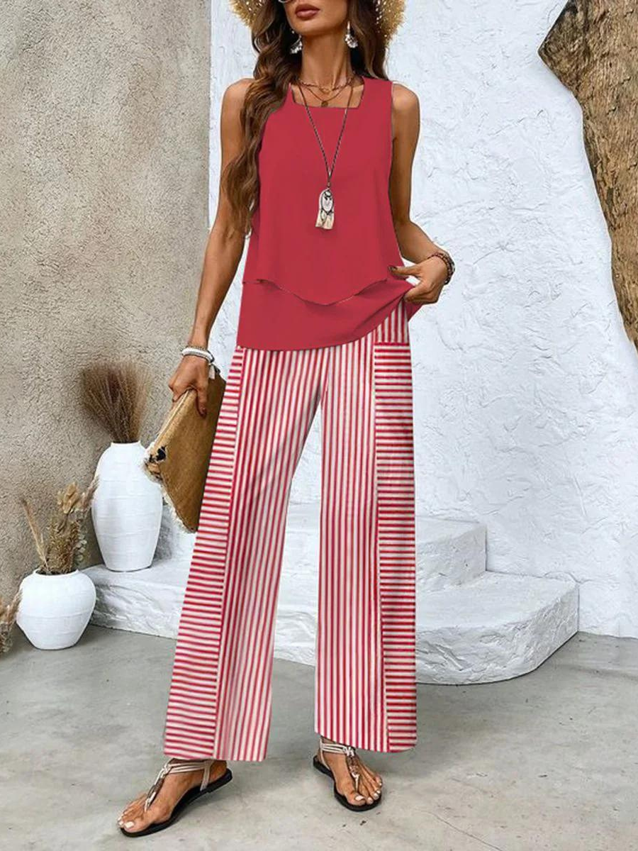 Merrick Women's Set – Refined Floral-Print Top & Trousers with a Flattering, Cozy Fit