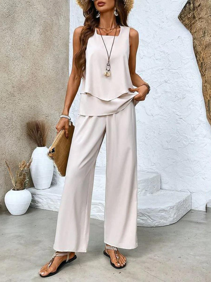 Merrick Women's Set – Refined Floral-Print Top & Trousers with a Flattering, Cozy Fit