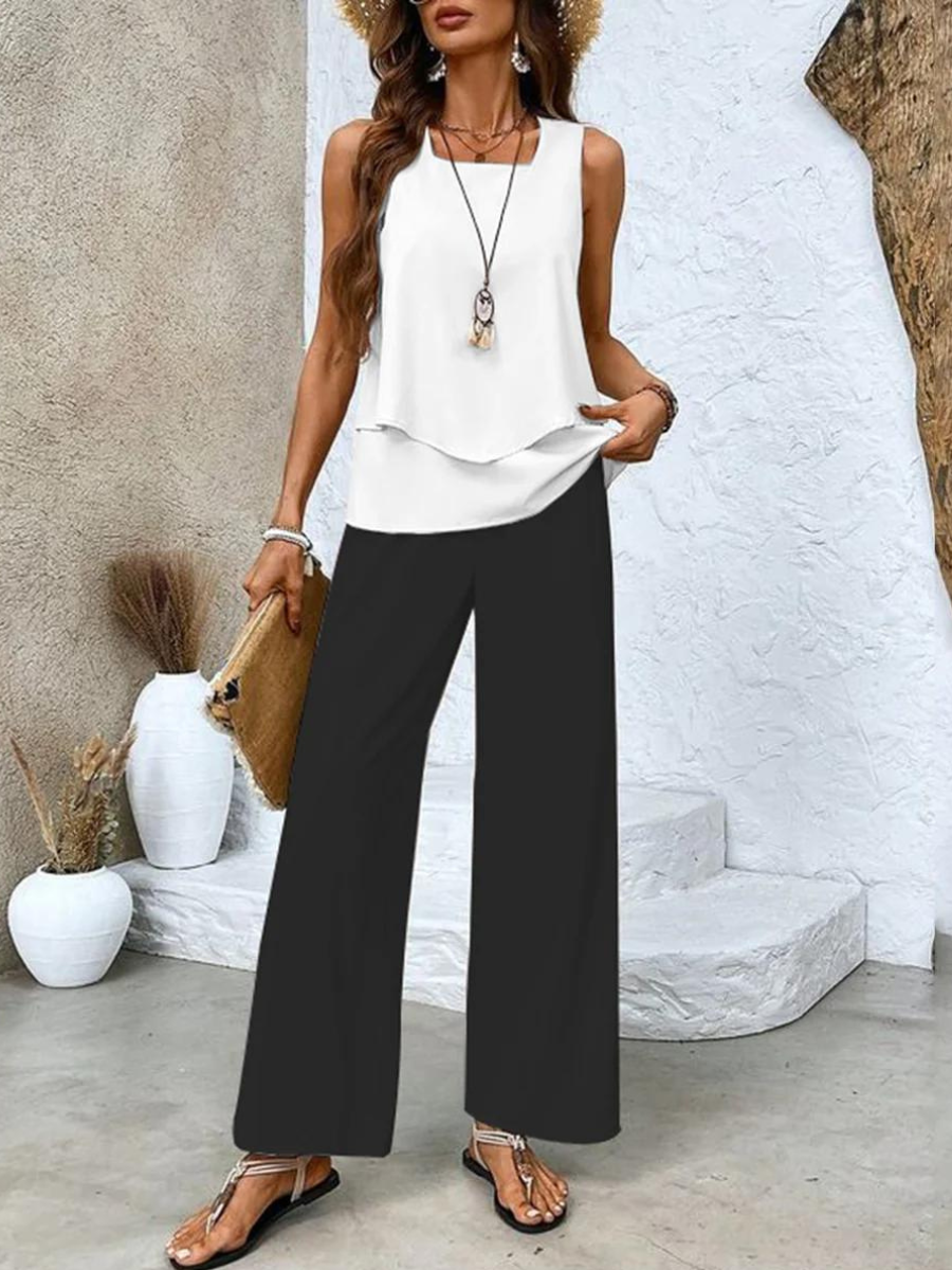 Merrick Women's Set – Refined Floral-Print Top & Trousers with a Flattering, Cozy Fit