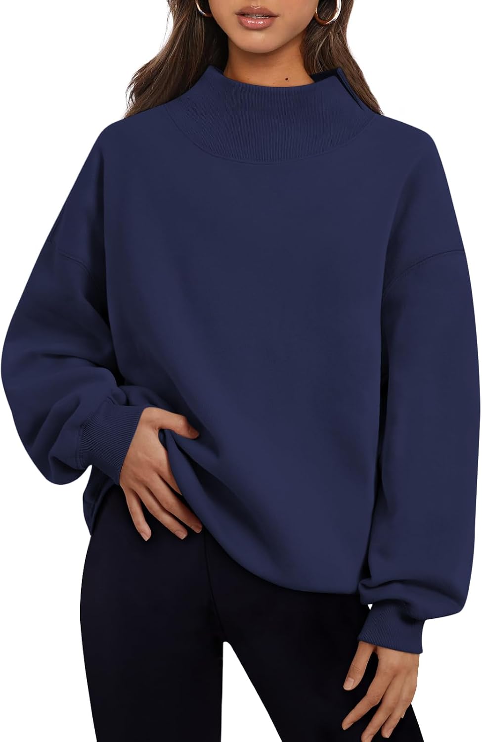 Lavinia Women's Oversized Fleece Sweatshirt – Asymmetric Neck, Dropped-Shoulder Design & Relaxed Silhouette