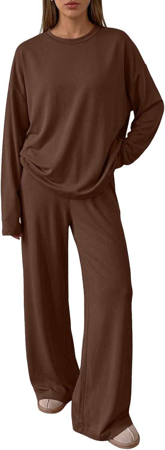 Vesper Women's Two-Piece Lounge Set – Longline Top & Wide-Leg Pants with Handy Pockets